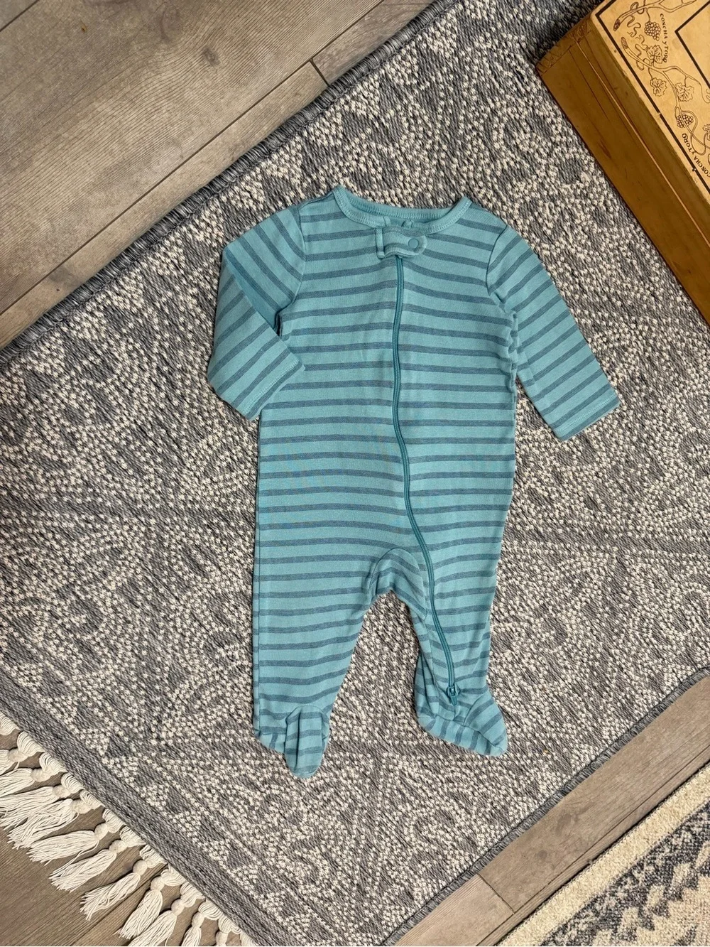 Carter's Baby Boy Modern Blue Striped Footie Pajamas 6 Months One-Piece Pajamas